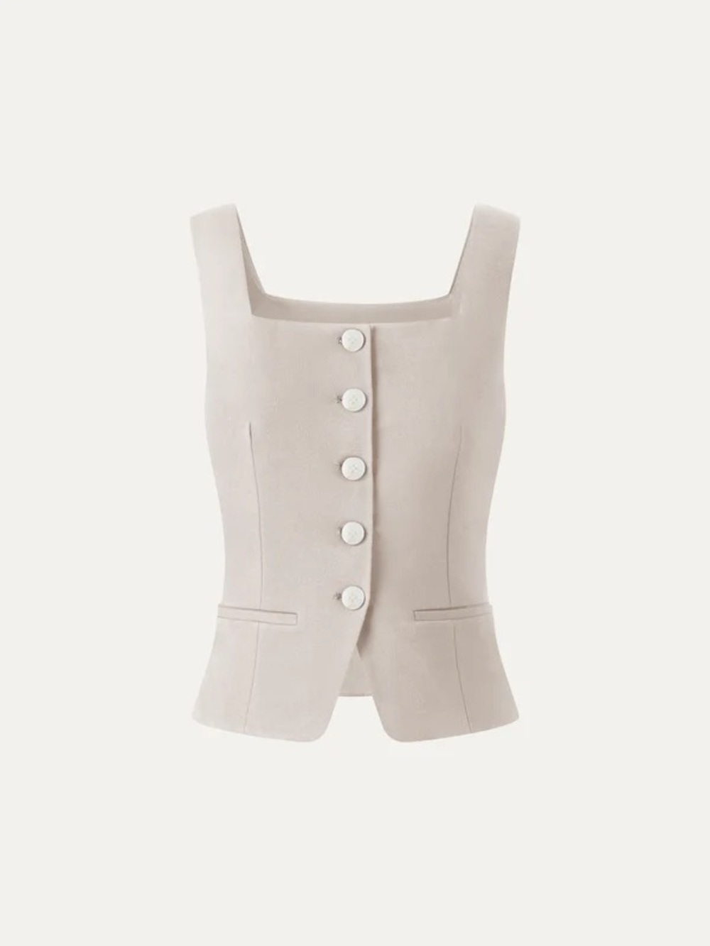 OGL Stretch Ponte Square Neck Cropped Waistcoat with Pockets